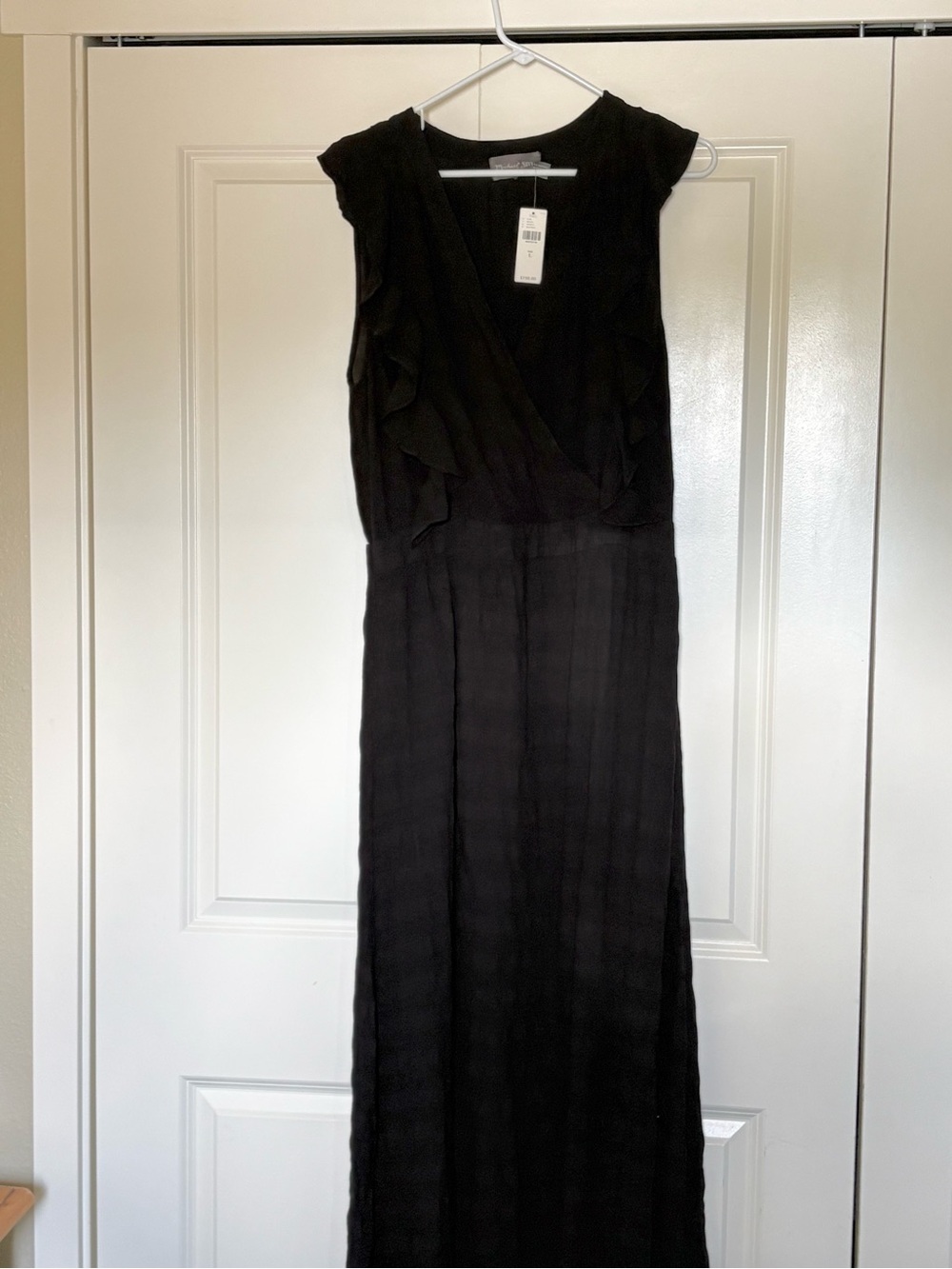 Anthropologie Black Ruffled Wrap Maxi Dress